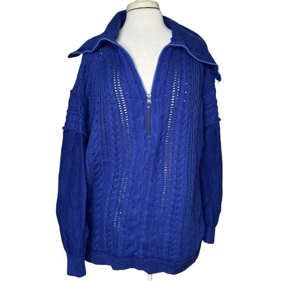 Free People Sunshine Slope Half Zip Wool Blend Sweater Size Large - Picture 4 of 7